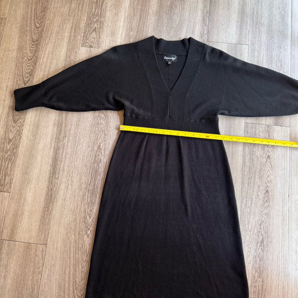 Connected Winter Sweater Dress Sz S Black 3/4 Bell Sleeve Stretch Minimalist - Picture 8 of 10